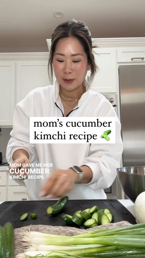 kat chao on Reels | Baek Kimchi Recipe, Cucumber Kimchi Recipe, White Kimchi, Vegetarian Kimchi, Korean Chili Flakes, Anchovy Sauce, Korean Chili, Cucumber Kimchi, Pork Roast Recipes