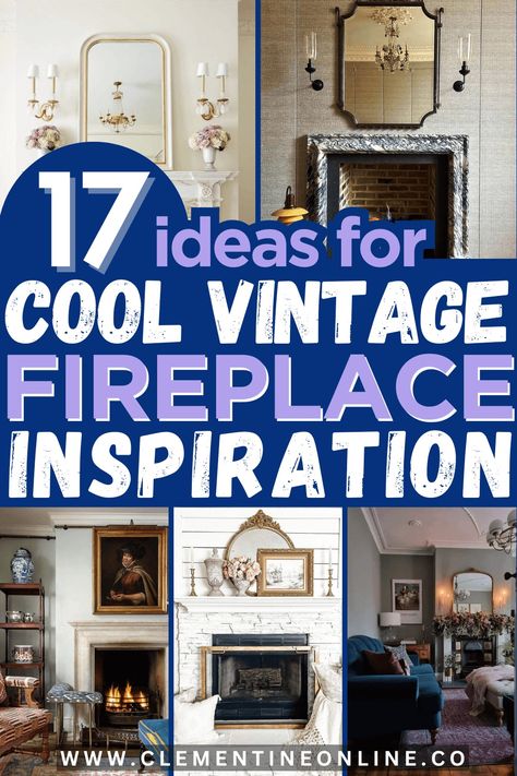 17 Ideas for Cool Vintage Fireplace Inspiration - Clementine Online Decorating Ideas For Fireplace Mantel, 1950s Fireplace, Victorian Fireplace Ideas, Over Fireplace Decor Ideas, Vintage Fireplace Decor, Over Fireplace Decor, Arts And Crafts Fireplace, Fireplace Decor Ideas, Fireplace Inspiration