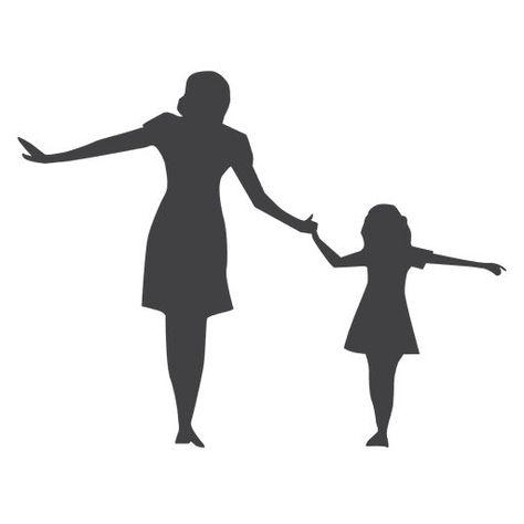 Mother And Daughter Silhouette, Mother And Daughter Drawing, Walking Silhouette, Cards Drawing, Child Silhouette, Mother Painting, Mother Images, Art Cafe, Silhouette Tattoos