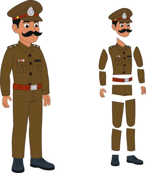 Police Officer Cartoon, 2d Animation Characters, Village Background Indian, 2d Cartoon Character, 2d Character Illustration, Cartoon Poses, Village Background, Cartoon Maker, Free Cartoon Characters