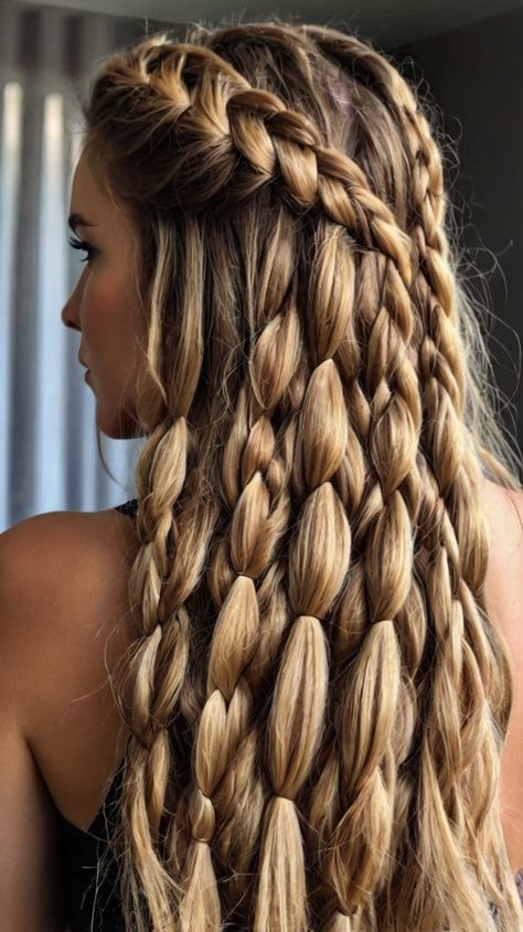 Transform Your Look with Viking Braids Tutorial how to do viking braids hairstyles 💇 Viking Braids Tutorial, Easy Viking Hair, Viking Braids Hairstyles, Braids Hairstyles Tutorials, Burning Man Hair, Warrior Braid, Viking Haircut, Side Cornrows, Intricate Hairstyles