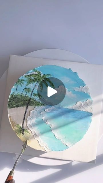 Beach Cakes Ideas, Foodie Theme Cake, Sea Cakes Birthday, Painting Cake Ideas, Island Cake Ideas, Palette Knife Cake Decorating, Ocean Cake Ideas, Beach Cake Ideas, Sea Theme Cake