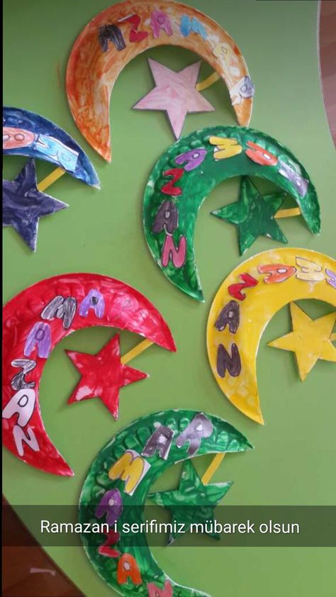 Ramadan Art And Craft For Preschool, Eid Art For Kids, Raya Craft For Kids, Raya Activities For Kids, Ramadan Crafts For Toddlers, Ramadan Crafts For Kindergarten, Ramadan Arts And Crafts For Kids, Ramadan Art For Kids, Islamic Arts And Crafts