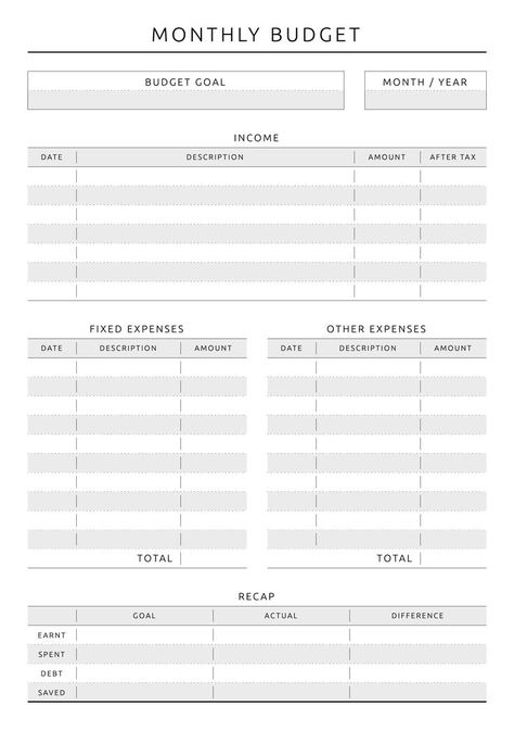 Fixed Income Budget, Goodnotes Budget Template Free, Monthly Expenses Printable, Monthly Expenses Template, Money Savings Plan, Saving Template, Expenses Printable, Fixed Expenses, Budgeting Template