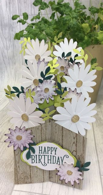 Cascading Cards, Cascade Cards, Cascading Card, Card Shapes, Birthday Card Handmade, Fancy Fold Card Tutorials, Folding Cards, Daisy Cards, Pop Up Box Cards