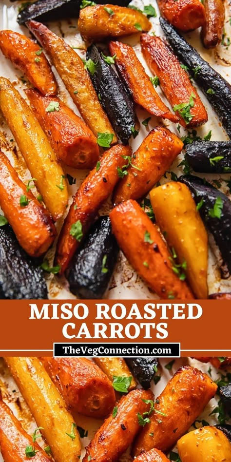 Maple Miso Carrots, Vegan Japanese Side Dishes, Carrots Main Dish, Quick Asian Side Dish, Maple Miso Glazed Carrots, Miso Butter Glazed Carrots, Dishes With Miso Paste, Miso Carrots Recipe, Asian Vegetables Side