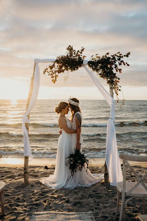 Beach Wedding Planning, Beach Wedding Style, Beach Wedding Decorations Reception, Beach Wedding Inspiration, Wedding Venues Beach, Beach Wedding Photos, Beach Wedding Decorations, Lesbian Wedding, Junebug Weddings