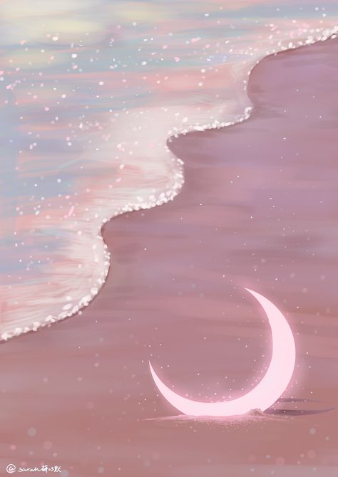 redraw of an art by Morncolour The Beach, Celestial Bodies, Moon, Collage, Pins, Quick Saves, Art