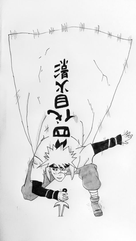 Minato Flying Raijin, Minato Tattoo Ideas, Minato Sketch, Minato Drawing, Minato Tattoo, Sketch Cover, Naruto Tattoo, Naruto Drawings, Naruto Pictures