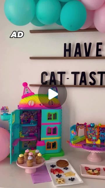 Gizelle | 📍SoCal on Instagram: "Does your child love Gabby’s Dollhouse? My daughter does, and I surprised her with a back-to-school Cat-errific Celebration breakfast!

She absolutely loves her Celebration Dollhouse which features figures and furniture for each room including the Party Room, Craft Room and Cat-A-Vator, sounds and phrases from the show, and so much more! The Party Room Playset is amazing because it can be added on top of the dollhouse! How cool is that!

Shop the Gabby’s Dollhouse Celebration Dollhouse, Party Room Playset, and Gabby’s Dollhouse Dress at @walmart and Walmart.com/GabbysDollhouse! And don’t forget the newest season of Gabby’s Dollhouse now available on Netflix!" Gabby Dollhouse Room, Gabby's Dollhouse Birthday Ideas, Gabbys Dollhouse Birthday Party, Gabby Birthday, Dollhouse Dresses, Gabby Dollhouse, Party Room, My Daughter, Craft Room