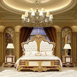 Leather King Size Bed, Idea Bilik Tidur, Reka Bentuk Bilik Tidur, Carved Beds, Royal Bedroom, Hiasan Bilik Tidur, Royal Furniture, Living Room Sofa Set, French Style Furniture