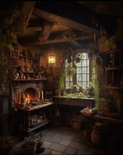 Witch Cottage Interior, Cozy Images, Cozy Witch, Witchy Cottage, Witches Cottage, Witchy House, Fantasy Cottage, Magical House, Cozy Cottages