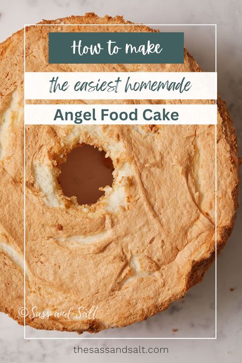 Looking for an easy dessert recipe? Try our homemade angel food cake. This recipe is simple, yet produces a light and airy cake that's perfect for any occasion. Follow our step-by-step guide to create this delightful treat in no time. Best Angel Food Cake Recipe, Sour Cream Angel Food Cake Recipe, Angel Cake Recipe, Pineapple Angel Food Cake Recipe, Angel Food Cake Recipes, Angel Food Cakes, Homemade Angel Food Cake, Angel Food Cake Desserts, Kid Friendly Dessert