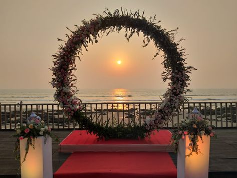 Beach side engagement Beach Side Wedding Decor, Engagement Indian, Engagement Backdrop, Home Flower Decor, Beach Side, Engagement Decorations, Indian Decor, Beach Engagement, Flower Decor