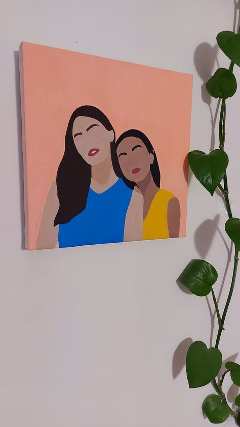 art Paintings To Put In Bedroom, Painting Ideas On Canvas Family, Gift Painting Ideas Canvases, Sister Canvas Painting, Painting For Sister, Birthday Painting Ideas On Canvas For Best Friend, Canvas Painting Ideas For Best Friends, Friendship Canvas Painting, Friendship Paintings Ideas