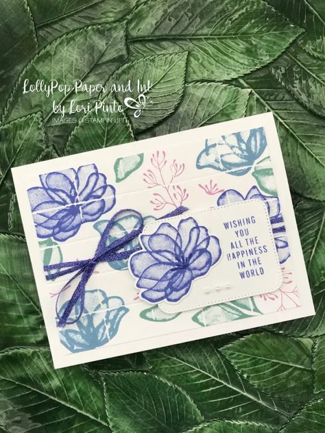 Create this beautiful 'happiness' card with just a little extra scoring and the Stampin' Up! Translucent Florals Bundle from the Sept-Dec 2023 Mini Catalog! Best Wishes Card, Scoring Tool, Iridescent Pearl, Simon Says Stamp, Flower Images, Holiday Catalog, Different Shapes, Ink Pads, Paper And Ink