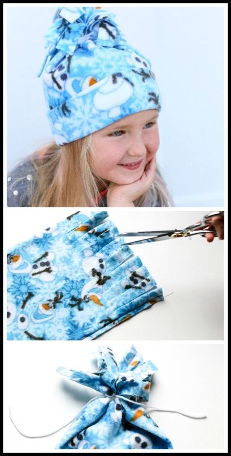 how to make a super Simple Fleece Hat, this is a perfect project for a beginner sewer!  simple sewing project that makes a great gift or winter craft - -Sugar Bee Crafts Fleece Hat Tutorial, Beginner Sewer, Fleece Hat Pattern, Fleece Sewing, Fleece Sewing Projects, Fleece Crafts, Fleece Projects, First Sewing Projects, Sewing Hats