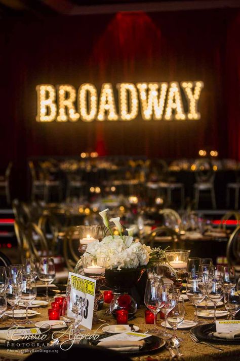 Broadway Wedding Ideas, Broadway Quinceanera Theme, Broadway Decorations Themed Parties, Broadway Themed Wedding, Broadway Themed Party Decoration, Broadway Party Decorations, Broadway Party Theme, Chicago Playbill, Chicago Themed Party