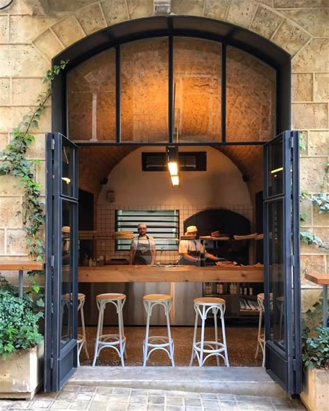 The Lebanese Bakery, Beirut Local Bakery Design, Pizza Store Design, Lebanese Bakery Design, Italian Pizza Shop Interior, Pizza Restaurant Exterior, Italian Pizza Restaurant Interior Design, Lebanese Bakery, Brick Oven Pizza Restaurant Design, Resturant Decor