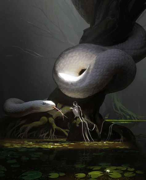 ArtStation - White Snake Snake Spirit Animal, Snake Painting, Snake Illustration, Castle Crashers, Snake Drawing, Myths & Monsters, Spirit Animal Art, Snake Art, Water Drawing