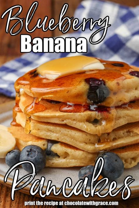 Blueberry Banana Pancakes Blueberry Banana Pancakes, Banana Blueberry Pancakes, Whole Wheat Pancakes, Blueberry Oat, Oat Pancakes, Blueberry Pancakes, Banana Blueberry, Banana Pancakes, Food Print