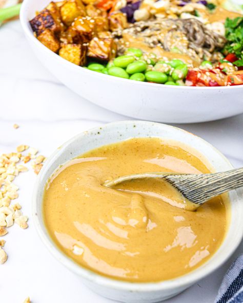 Almond Butter Dressing Recipe | Cheap Lazy Vegan Almond Butter Dressing, Buddha Bowl Sauce, Cheap Lazy Vegan, Butter Dressing, Almond Butter Recipes, Lazy Vegan, Buddha Bowls Recipe, Salad Rolls, Soy Recipes