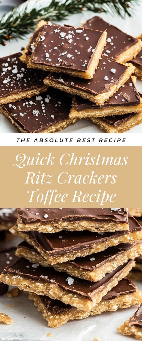 Image for Quick Christmas Ritz Crackers Toffee Recipe Christmas Ritz Cracker Toffee, Ritz Christmas Bark, Ritz Cracker Christmas Bark, Easy Christmas Cracker Toffee, Recipe Using Ritz Crackers, Rolo Ritz Crackers Recipe, Christmas Ritz Cracker Cookies, Ritz Cracker Candy Holidays, Ritz Chocolate Covered Crackers