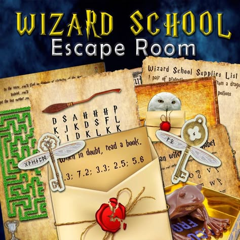 WIZARD SCHOOL ESCAPE ROOM - PRINT AND PLAY – The Game Room School Escape Room, Escape Room Diy, Escape Room Games, Harry Potter Activities, Christmas Party Activities, Escape Room For Kids, Escape Room Puzzles, Harry Potter Classroom, Harry Potter Food