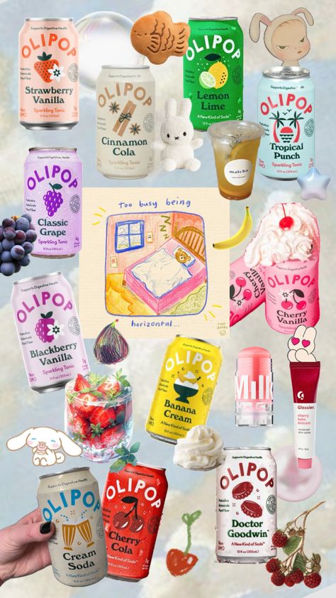 #olipop #olipopped #cutesoda #moodbooard Ollie Pop Soda, Olipop Aesthetic, Olipop Soda Aesthetic, Olipop Soda, Brown Skin, Pretty Things, Cereal, Vision Board, Drinks