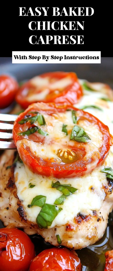 Image for Easy Baked Chicken Caprese Caprese Chicken Meal Prep, Caprese Meatballs, Chicken Breast Recipes Low Carb, Baked Chicken Caprese, Heart Healthy Chicken Recipes, Caprese Stuffed Chicken, Cardiac Diet Recipes, Baked Caprese, Chicken Caprese Recipe