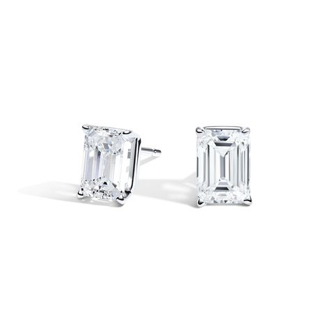 Lab Created Emerald Cut Diamond Studs | Brilliant Earth Emerald Cut Stud Earrings, Tacori Engagement Rings, Urban Jewelry, Brilliant Earth, Diamond Stud Earrings, Diamond Stud, Emerald Cut Diamonds, Precious Metal, Emerald Diamond