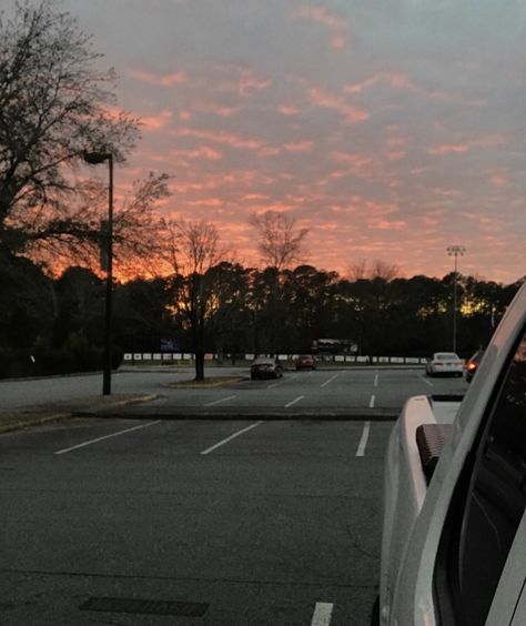 #sun #sunset #sunrise #teenagers #aesthetic #pretty #sky #parking #school School Parking Lot Aesthetic, School Parking Lot, Dream Diary, Parking Lot, Music Mood, Summer Bucket Lists, Beautiful Sunset, Country Roads, Road