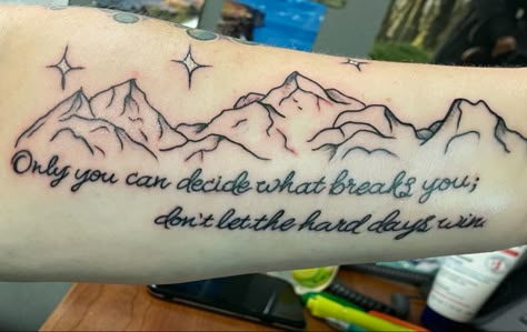 ACOMAF and ACOWAR inspired this tattoo! I loved the series and wanted to caption my love for it with some of the inspiring lines from the series. Acowar Tattoo Ideas, Acotar Tattoos Only You Can Decide What Breaks You, Don’t Let The Hard Days Win Tattoo Ideas, Only You Decide What Breaks You Tattoo, Acotar Tatoos Ideas, Only You Can Decide What Breaks You Tattoo, Acowar Tattoo, Acotar Tattoo Quotes, A Court Of Thorns And Roses Tattoo