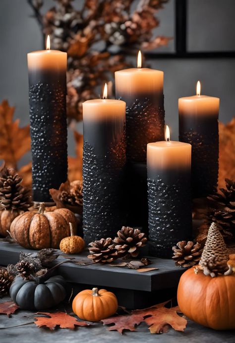 Samhain Decorations Pagan, Samhain Candles, Witchcraft Party, Autumn Witchcraft, Moody Halloween Decor, Moody Fall Aesthetic, Soulful Aesthetic, Samhain Party, Samhain Aesthetic