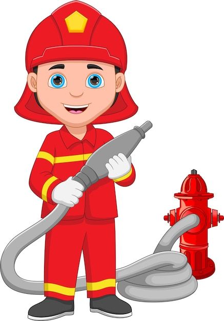 Premium Vector | Vector cute boy firefighter isolated on white Cartoon Firefighter, Firefighter Cartoon, Firefighter Clipart, Emb Designs, Fruit Photography, Animated Images, Cartoon Images, Cartoon Pics, Kindergarten Worksheets