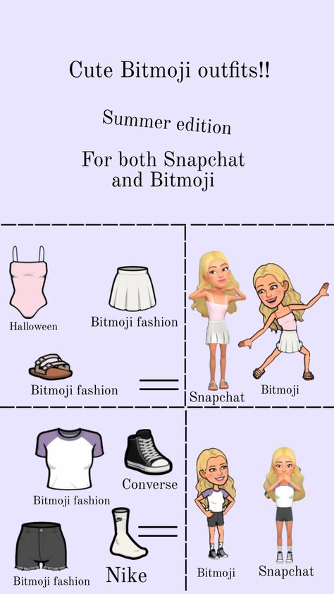 Cute outfits for Bitmoji #preppy #outfitinspo #bitmoji #snapchat #fyp Cute Bitmoji Outfits Summer, Snapchat Bitmoji Outfits, Bitmoji Snapchat, Cute Snapchat Bitmoji Ideas, Snapchat Bitmoji, Snapchat Logo, Bitmoji Outfits, Blocksburg Room Ideas￼, Snapchat