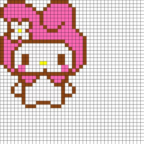 My Melody Pattern Crochet, My Melody Kandi Pattern, My Melody Perler Beads Pattern, My Melody Minecraft, My Melody Perler Beads, My Melody Perler, My Melody Pixel Art, My Melody Drawing, My Melody Pattern