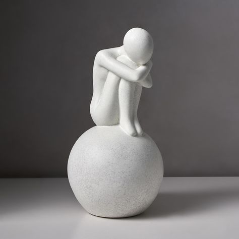 PRICES MAY VARY. Modern Home Decor - This modern white abstract thinker statue is a post-modern art piece of shelf decor accents, suitable home decorations for living room, coffee table, office, bookshelf, bedroom, TV stand, entryway table, or even library, beautifying the space while enhancing the artistic sense of the shelf decorations for living room. Exquisite Minimalist Decor - This sitting ball thinker statues for home decor is handmade from carefully selected high quality resin, the intri Sandstone Texture, Abstract Statue, Ball Sculpture, Minimalist Art Abstract, Modern Art Sculpture, Living Room Shelves, Bedroom Gift, Decorative Sculpture, Office Desk Decor