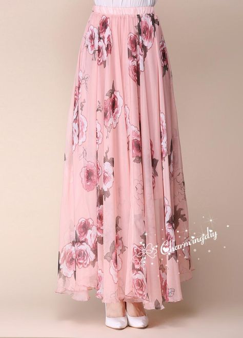 Floral Dress Outfits, Holiday Dresses Women, Long Skirt Outfits, Floral Dress Casual, Maxi Sundress, Trendy Skirts, Maxi Robes, Skirt Long, Chiffon Skirt