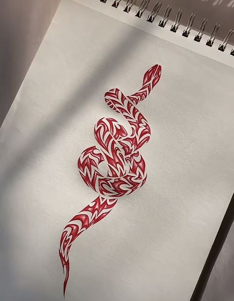 Red Snake Forearm Tattoo Women, Red And White Snake Tattoo, Snake Wrapped Around Spine Tattoo, Snake Red Ink Tattoo, Red Snakes Tattoos, Small Red Snake Tattoos For Women, Chinese New Year Snake Tattoo, Red Ink Snake Spine Tattoo, Red Snake Hand Tattoo