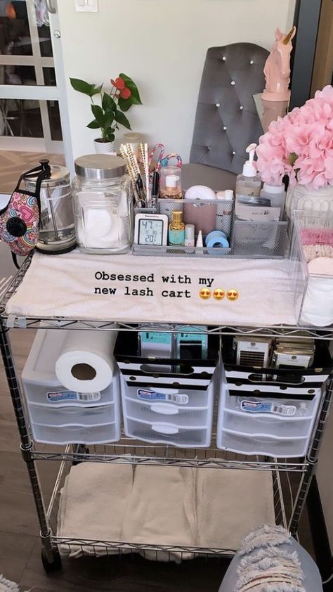 Lash Cart, Lash Education, Lash Room Ideas, Eyelash Decor, Tech Room, Lash Room Decor, Beauty Room Salon, Home Beauty Salon, Esthetician Room Decor