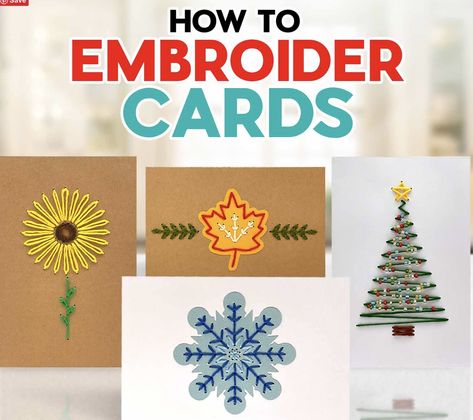 Paper Embroidery Tutorial, Christmas Day Countdown, Holiday Place Cards, Craft Organization Diy, Embroidery Cards Pattern, Paper Flower Wall Art, Embroidered Cards, Diy Sharpie Mug, Jennifer Maker