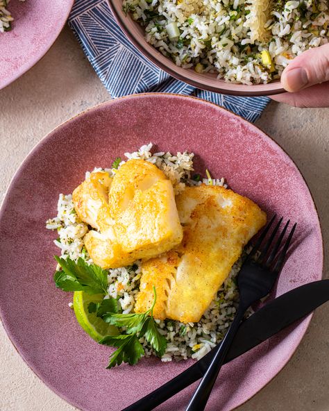 Sabzi Polo ba Mahi Sabzi Polo, Herbed Rice, Ground Turmeric, Watercress, Fresh Dill, Mahi Mahi, Basmati Rice, Nom Nom Nom, Food Source