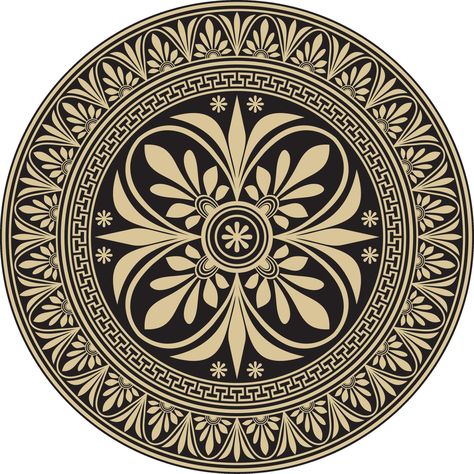 Circle Ornament Design, Circular Pattern Design, Metal Stickers, European Palace, Ornamental Design, Greek Pattern, Floor Murals, The Roman Empire, Brass Tray