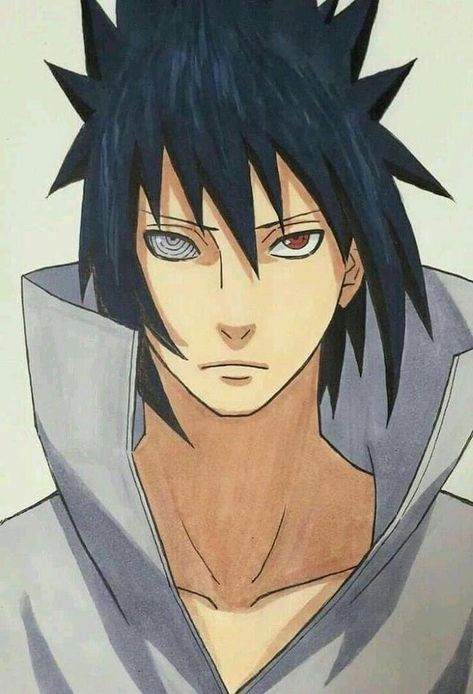 how-to-draw-manga-black-hair-colourful-pencil-sketch-grey-jacket Sasuke Drawing, Naruto Drawings Easy, Sakura Anime, Sasuke Shippuden, Naruto Sketch Drawing, Anime Tutorial, Naruto Vs Sasuke, Naruto Sketch, Manga Naruto