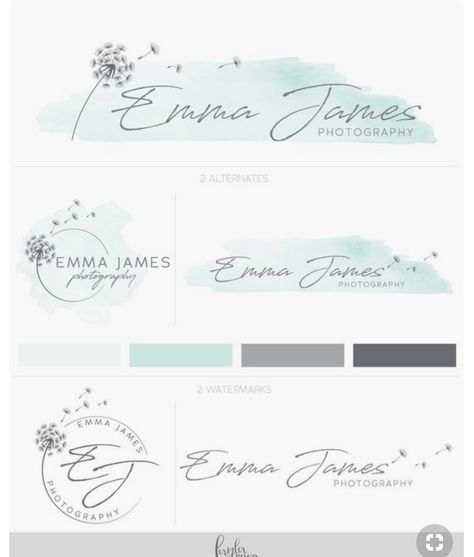 Logo Fotografia, Dandelion Logo, Feminine Branding Logo, Desain Merek, Mint Logo, Blog Logo Design, Logo Watercolor, Inspiration Logo Design, Elegant Logo Design