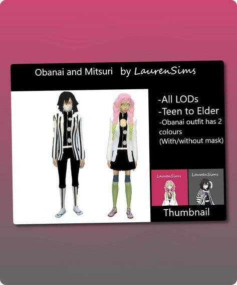 Sims 4 Clothing CC: Demon Slayer  Obanai And Mitsuri By Laurensims Sims 4 Anime Cc Maxis Match, Anime Shirts Sims 4 Cc, Sims 4 Anime Shirt, Sims 4 Demon Slayer Cc, Sims 4 Cc Anime Demon Slayer, Sims 4 Cc Demon Slayer, Demon Slayer Sims 4 Cc, Model Nails, Sims 4 Anime