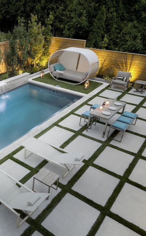 Pool Diy, Pools Backyard Inground, Patio Slabs, Small Pool Design, Perfect Backyard, Backyard Pool Landscaping, Modern Backyard, Backyard Pool Designs, Swimming Pools Backyard