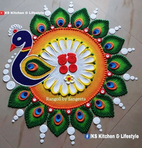 Mayur Rangoli Rangoli Design Images (Mayur Rangoli Rangoli Kolam Ideas) - 2022 Peacock Rangoli Designs Diwali Latest, Rangoli Designs Diwali Latest Images, Diwali Unique Rangoli, Modern Rangoli Designs For Diwali, Unique Rangoli Designs For Competition, Unique Rangoli Designs Diwali Latest, Dussehra Rangoli Designs, Rangoli Designs Latest Unique For Diwali, Unique Rangoli Designs Beautiful