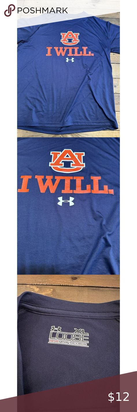 Auburn Tigers “I Will” Under Armour T Shirt Mens XL HeatGear Blue Short Sleeve